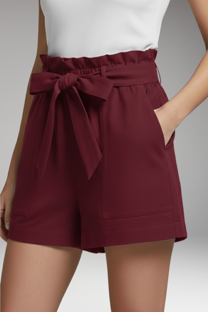 Women's Shorts with Tie Waist and Pockets
