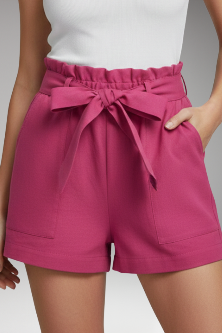 Women's Shorts with Tie Waist and Pockets