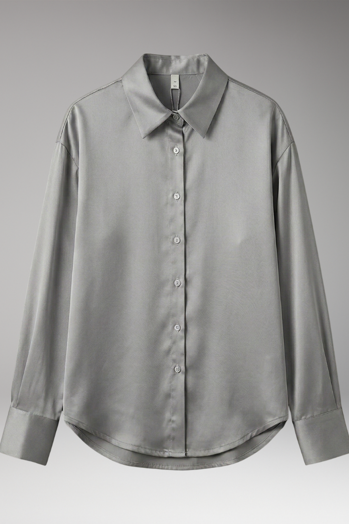 Women's Silk Shirt with Button-Down Front and Long Sleeves