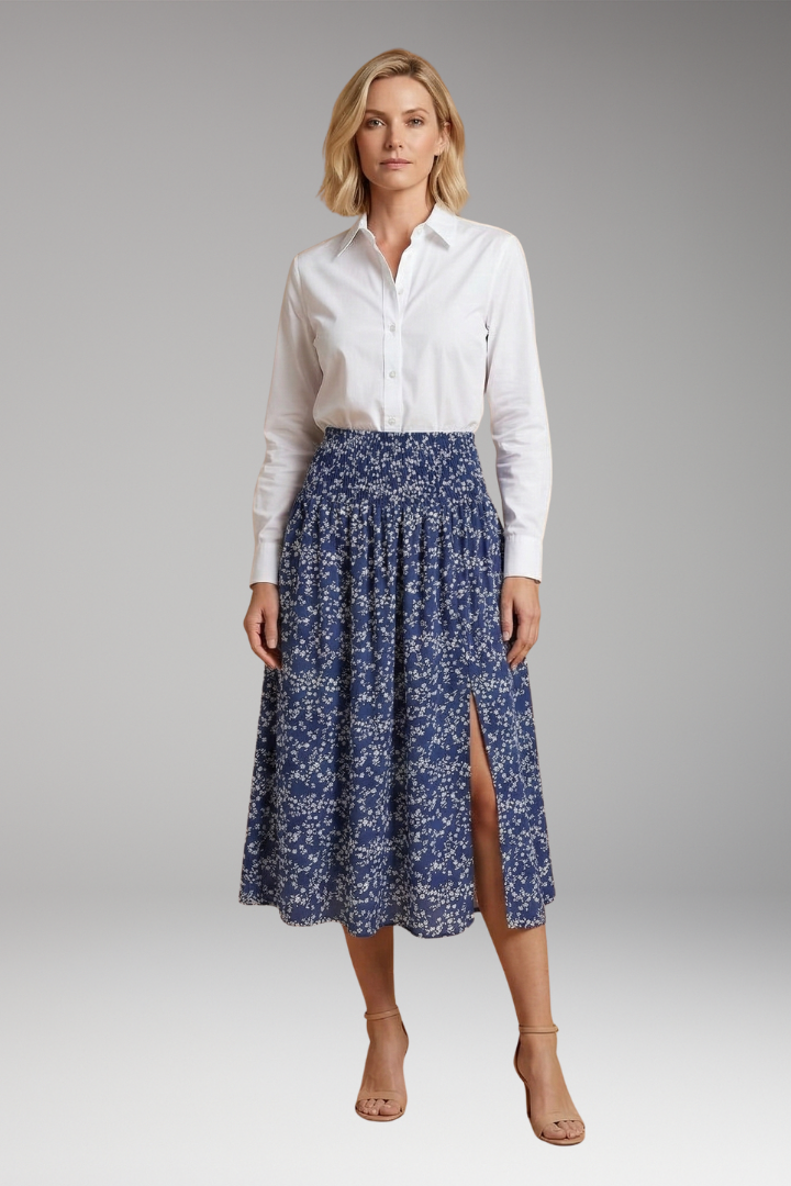 Women’s Skirt with Elastic Waist and Floral Print