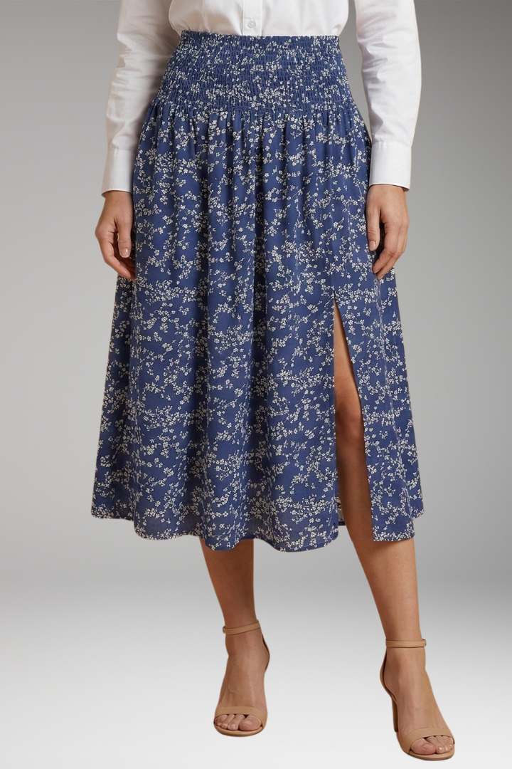 Women’s Skirt with Elastic Waist and Floral Print