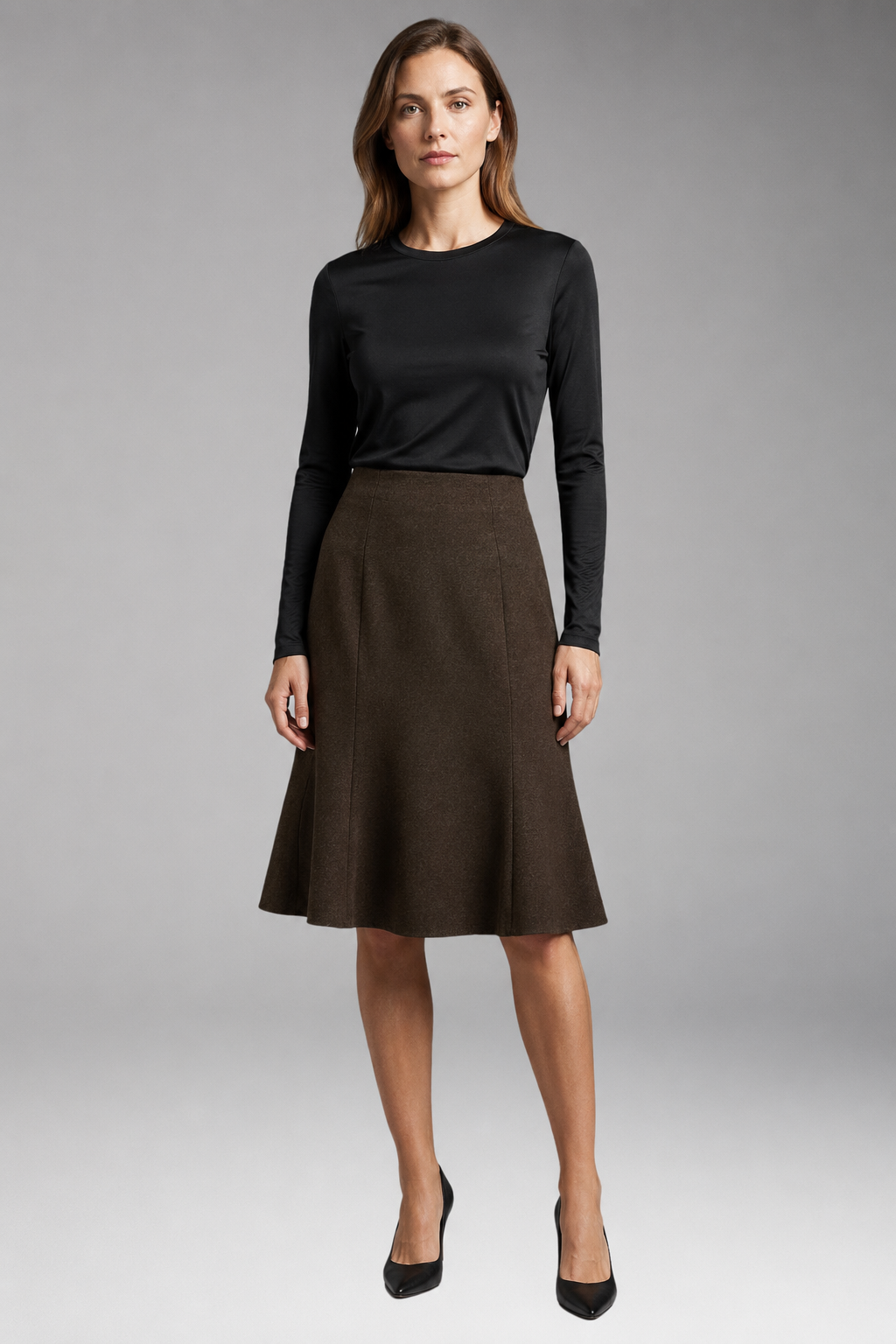Women's Skirt with High-Waist and Knee-Length