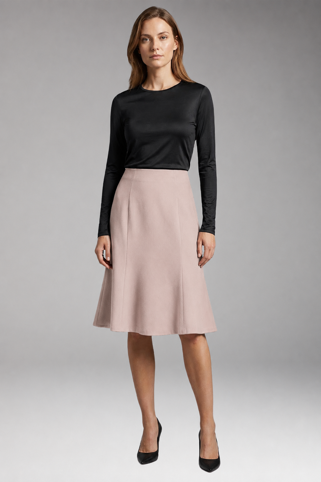 Women's Skirt with High-Waist and Knee-Length