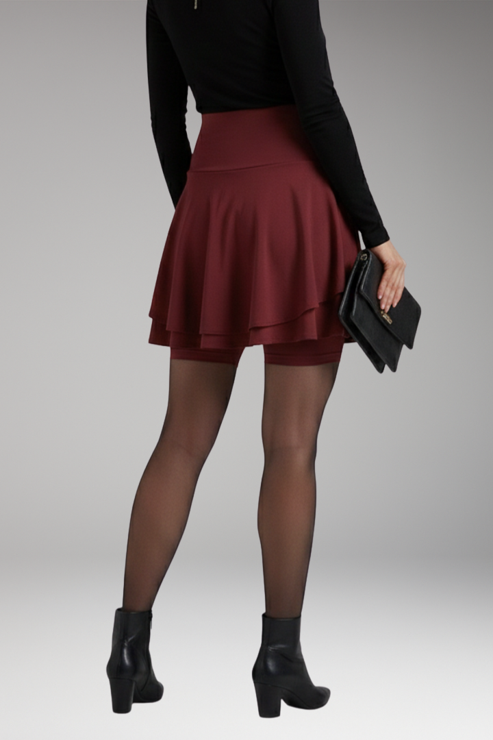 Women’s Skirt with High Waist and Layered Design