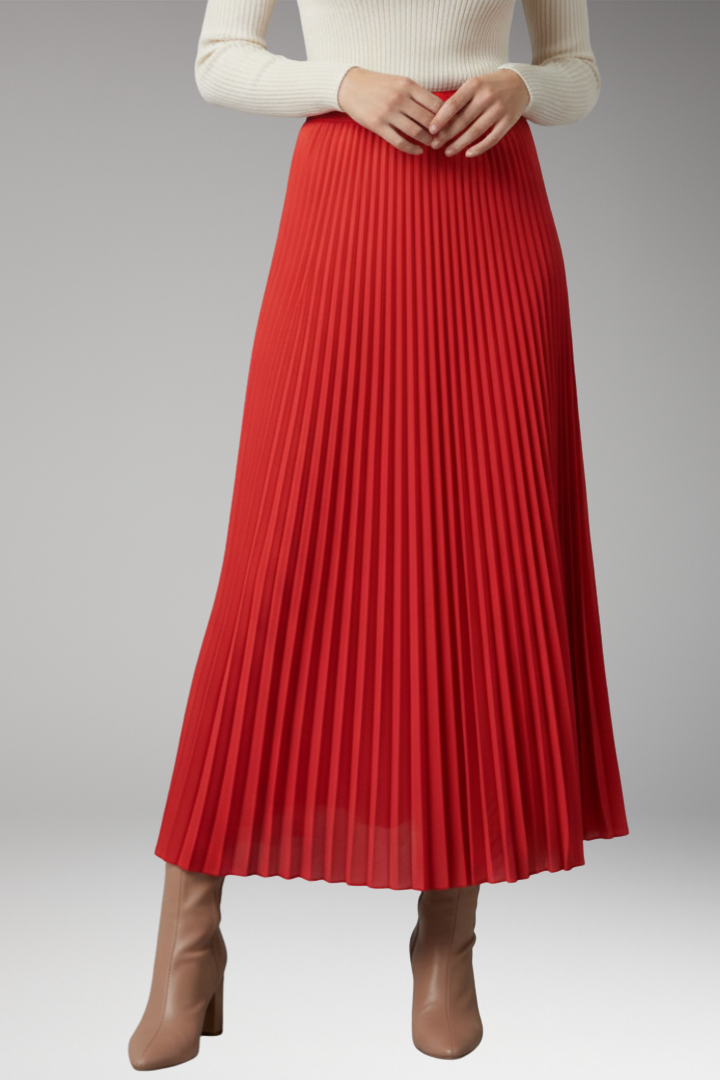 Women’s Skirt with High Waist and Pleated Design