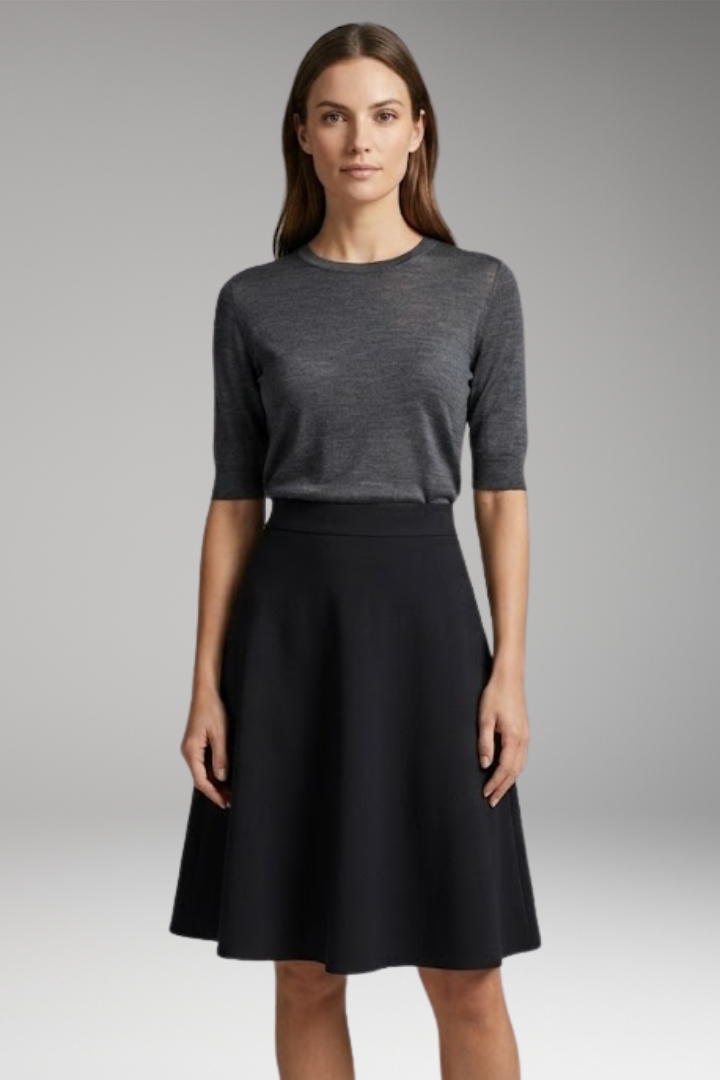 Women’s Skirt with High Waist and Knee-Length