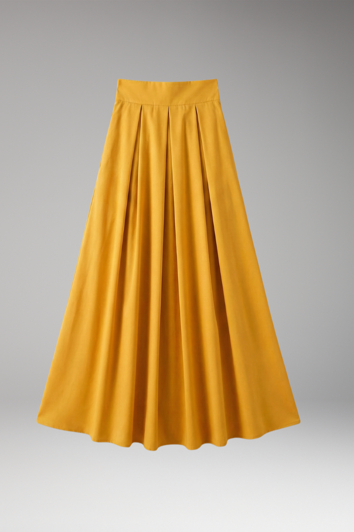 Women’s Skirt with High Waist and Pleated Design