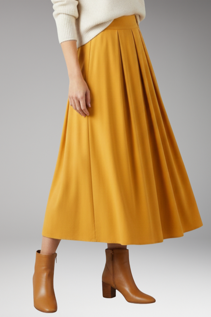 Women’s Skirt with High Waist and Pleated Design