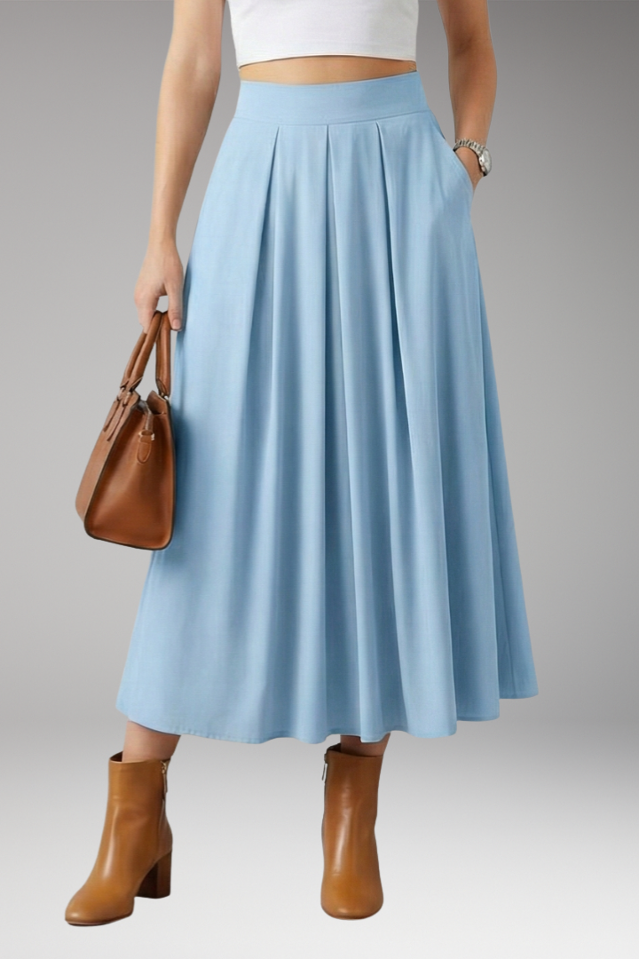 Women’s Skirt with High Waist and Pleated Design