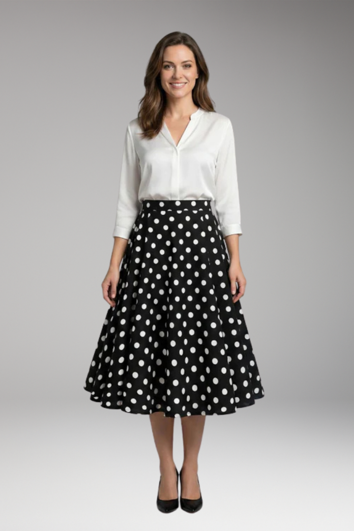 Women’s Skirt with High Waist and Polka Dots