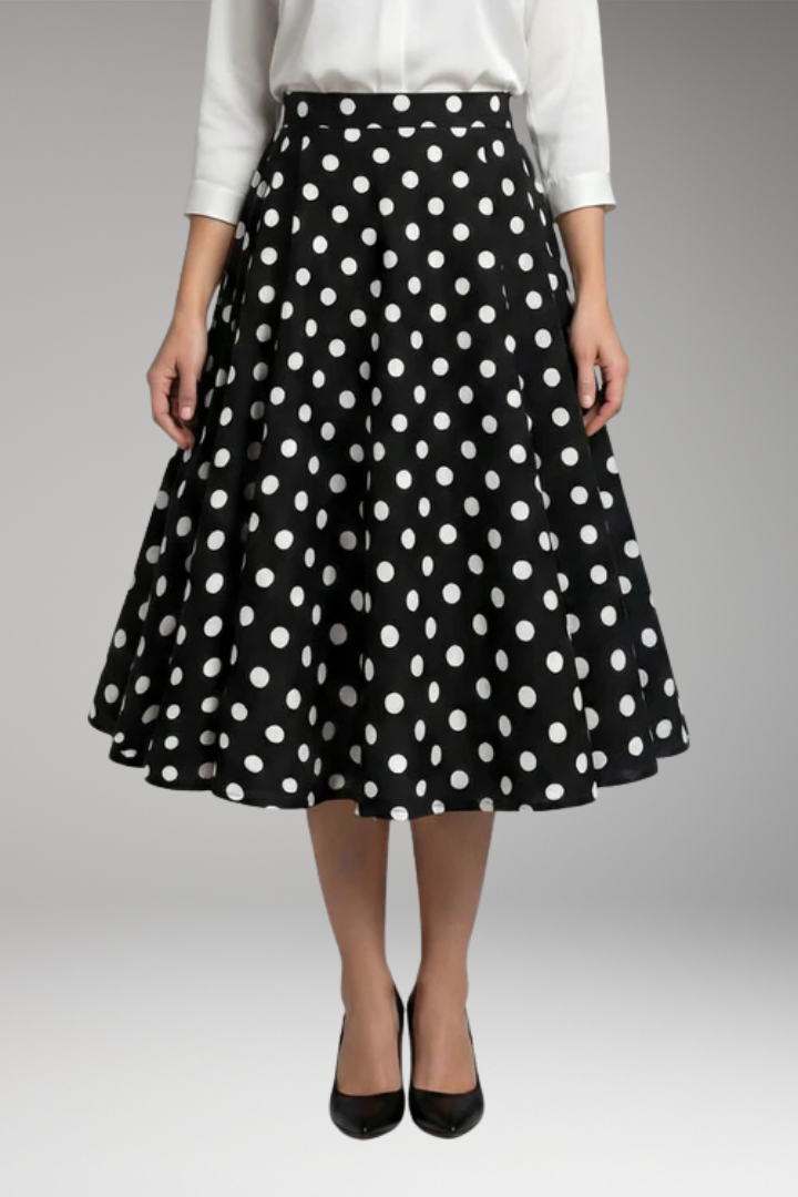 Women’s Skirt with High Waist and Polka Dots