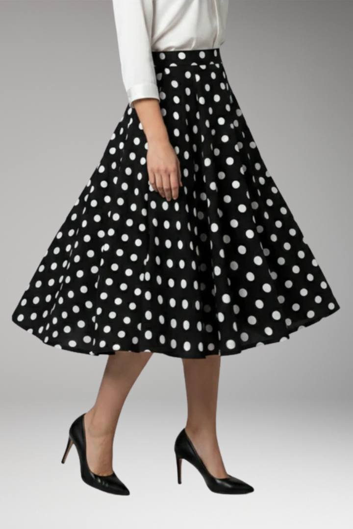 Women’s Skirt with High Waist and Polka Dots