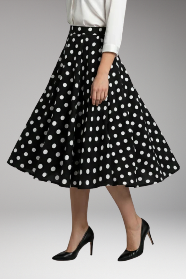 Women’s Skirt with High Waist and Polka Dots