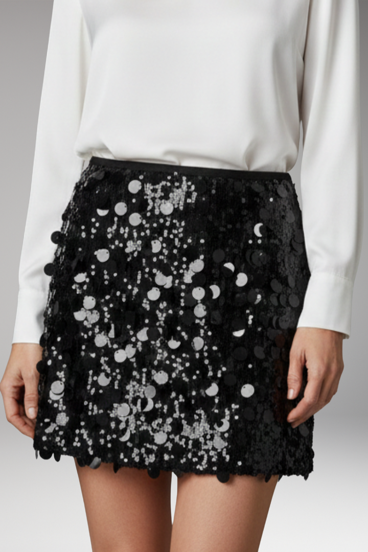 Women’s Skirt with High Waist and Sequin Detail
