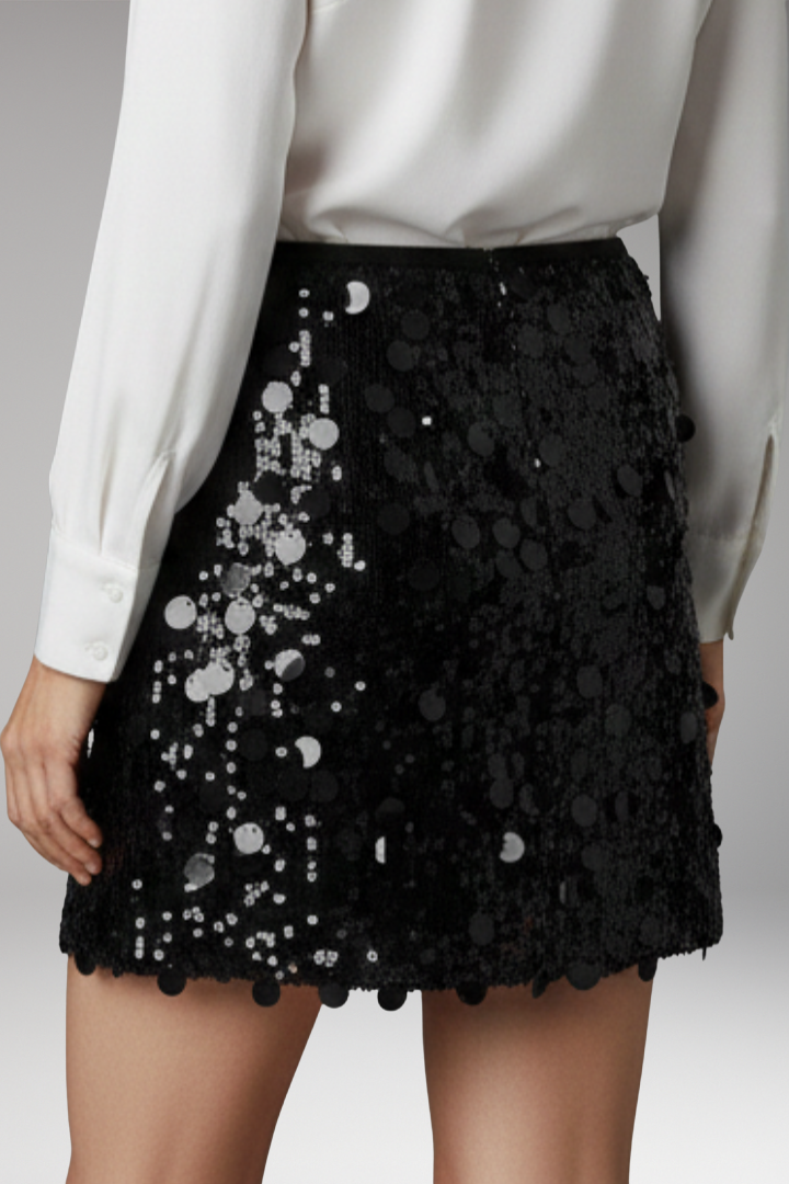 Women’s Skirt with High Waist and Sequin Detail
