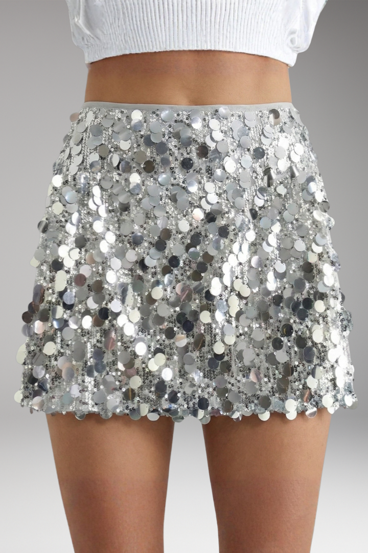 Women’s Skirt with High Waist and Sequin Detail