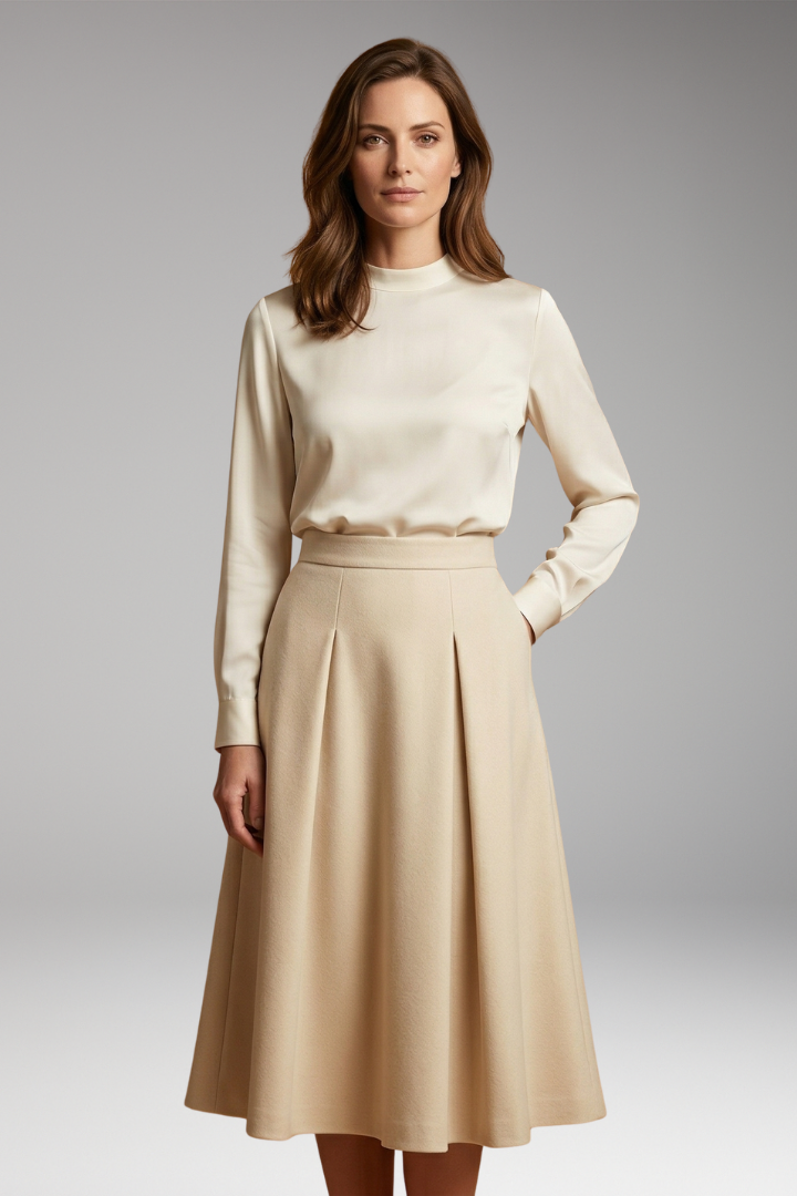 Women’s Skirt with High Waist and Side Pockets