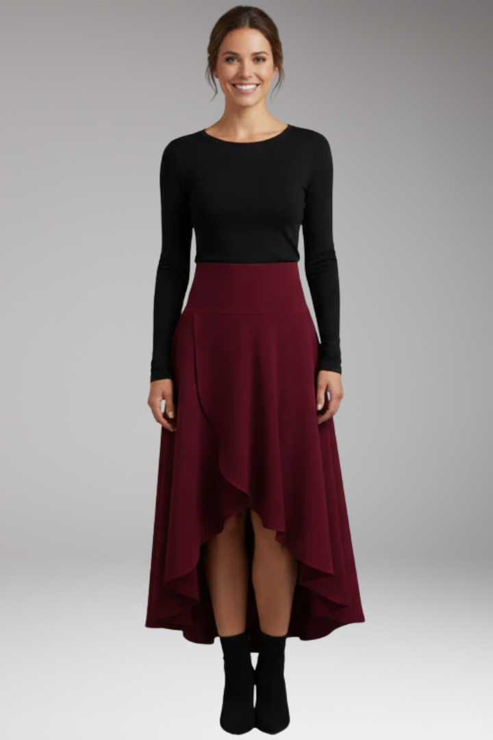 Women’s Skirt with Pleated Design and Layered Hem