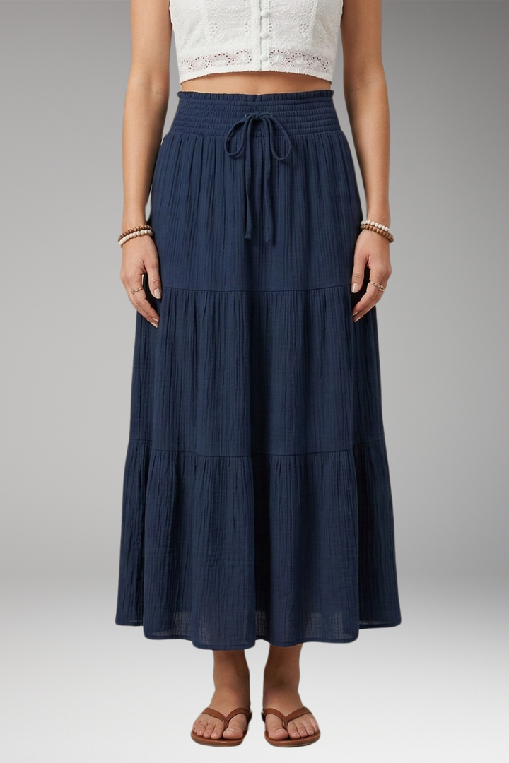 Women’s Skirt with Tiered Layers and Drawstring