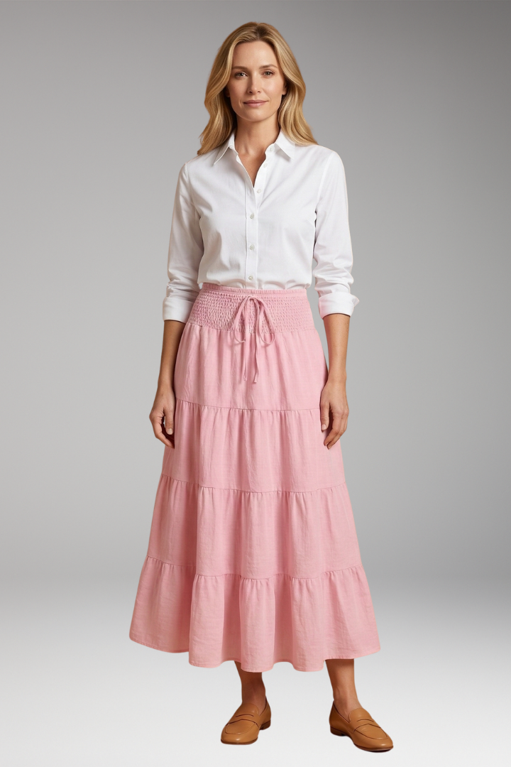 Women’s Skirt with Tiered Layers and Drawstring