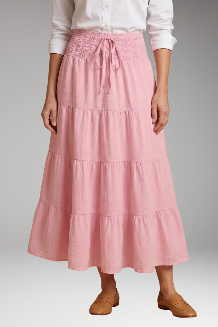 Women’s Skirt with Tiered Layers and Drawstring