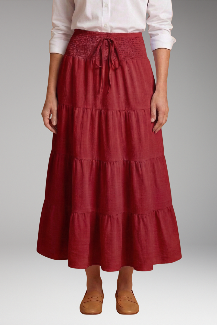 Women’s Skirt with Tiered Layers and Drawstring
