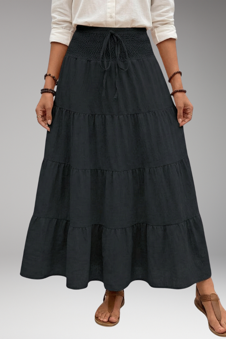 Women’s Skirt with Tiered Layers and Drawstring