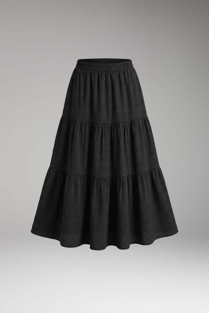 Women’s Skirt with Tiered Layers and Elastic Waist