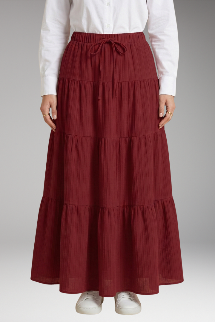 Women’s Skirt with Tiered Layers and Waistband