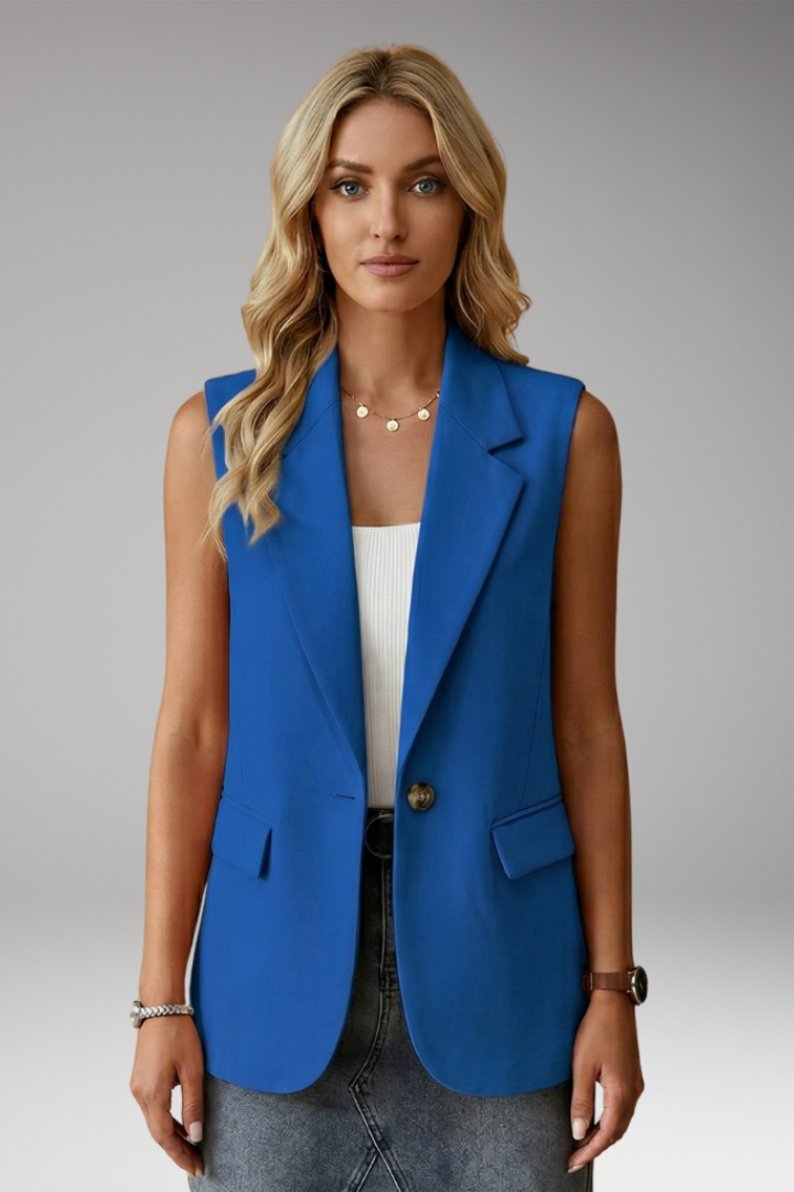 Women's Sleeveless Blazer Vest with Lapel Collar