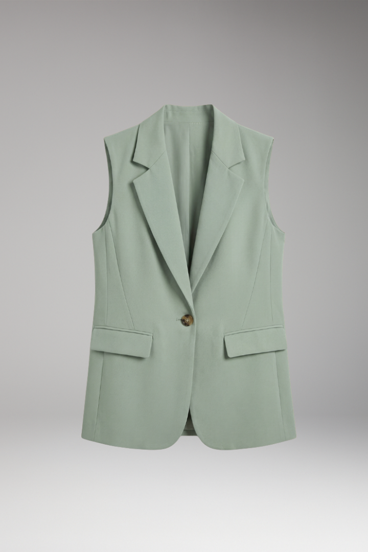 Women's Sleeveless Blazer Vest with Lapel Collar