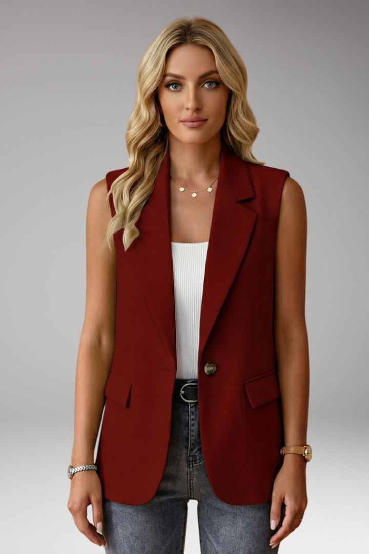 Women's Sleeveless Blazer Vest with Lapel Collar