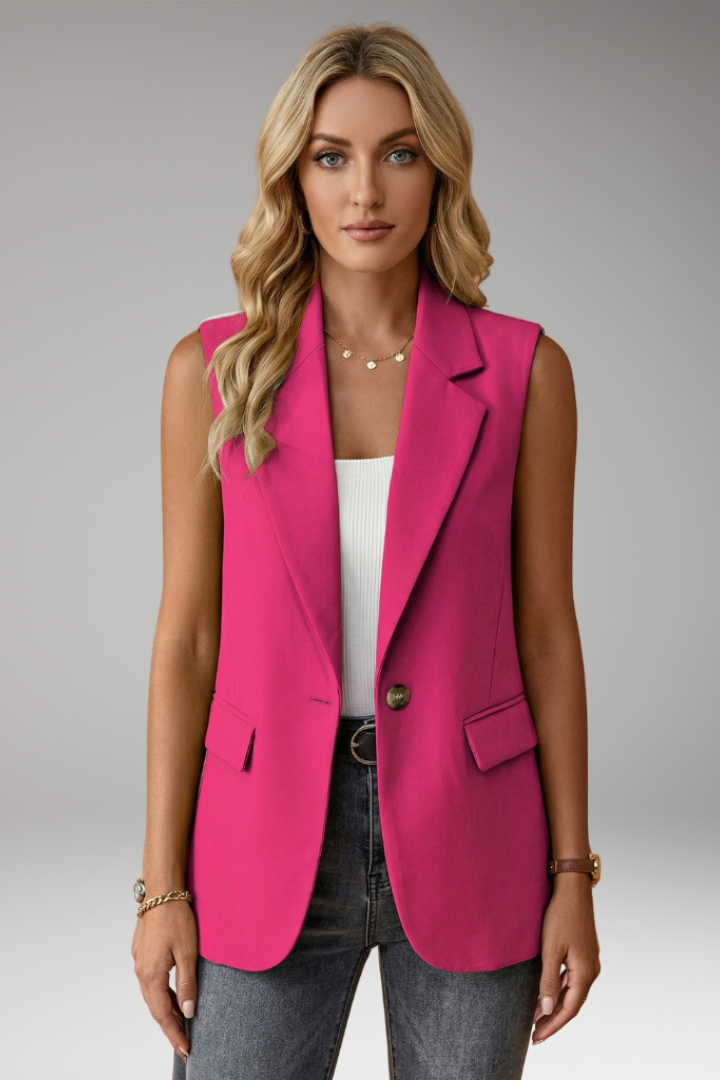 Women's Sleeveless Blazer Vest with Lapel Collar