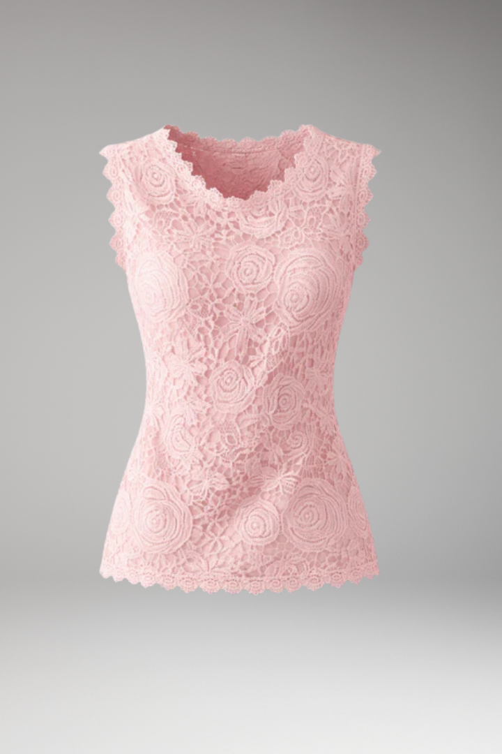 Women's Sleeveless Blouse with Lace Pattern