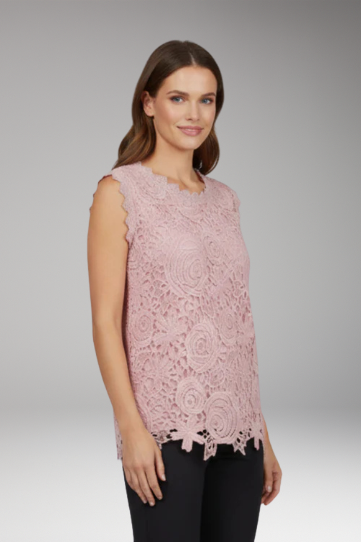 Women's Sleeveless Blouse with Lace Surface
