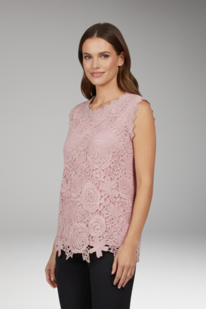 Women's Sleeveless Blouse with Lace Surface