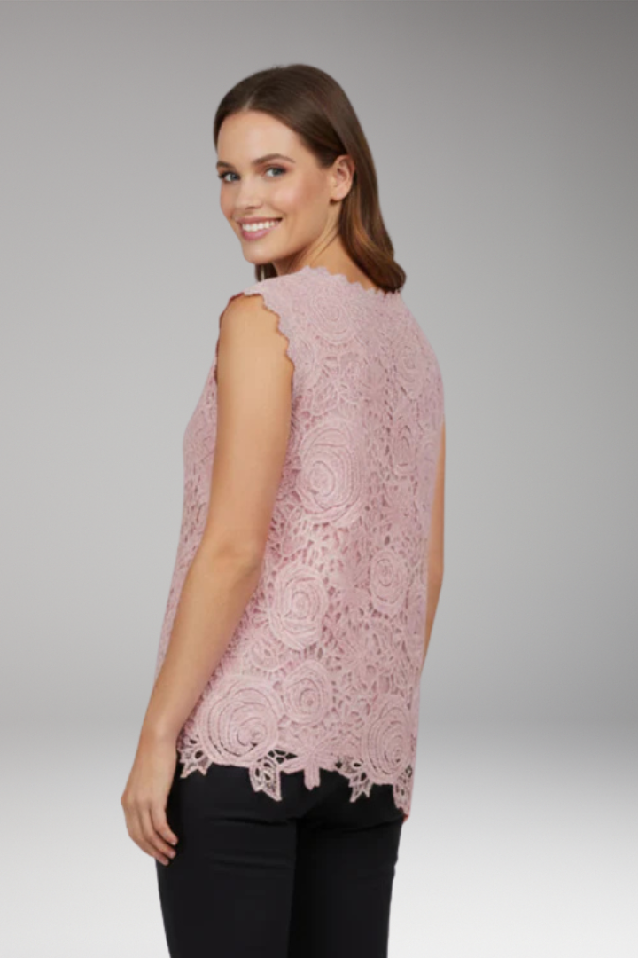 Women's Sleeveless Blouse with Lace Surface