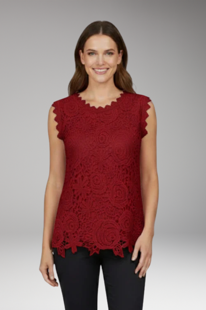 Women's Sleeveless Blouse with Lace Surface