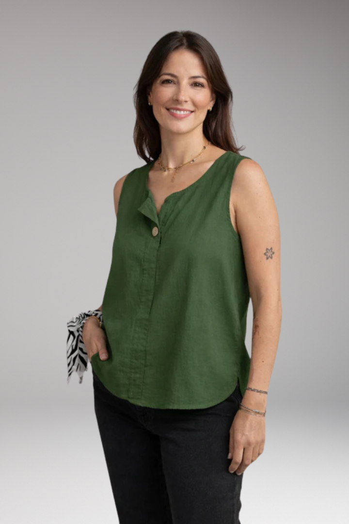 Women's Sleeveless Blouse with Round Neckline