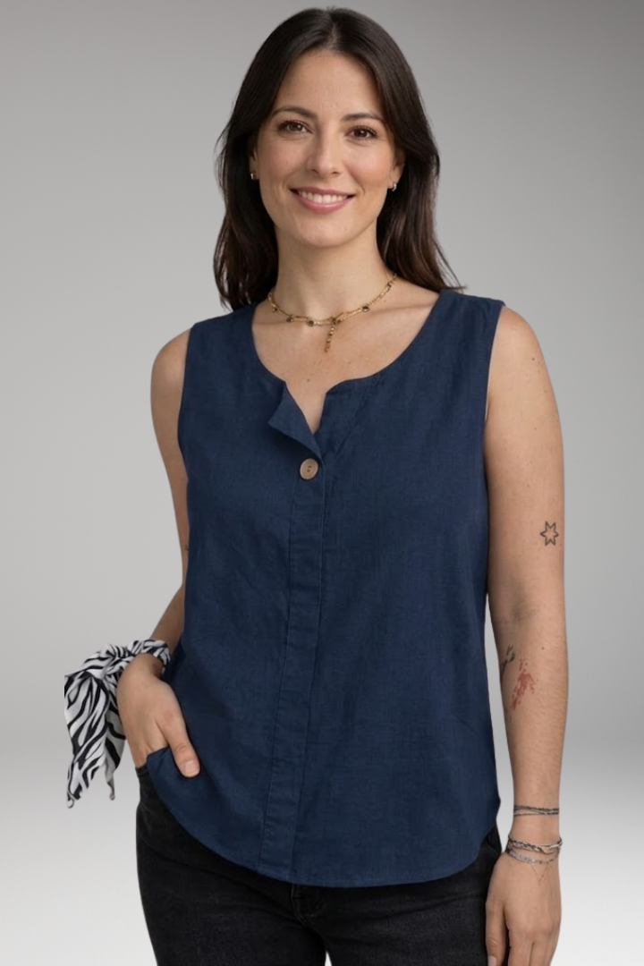 Women's Sleeveless Blouse with Round Neckline