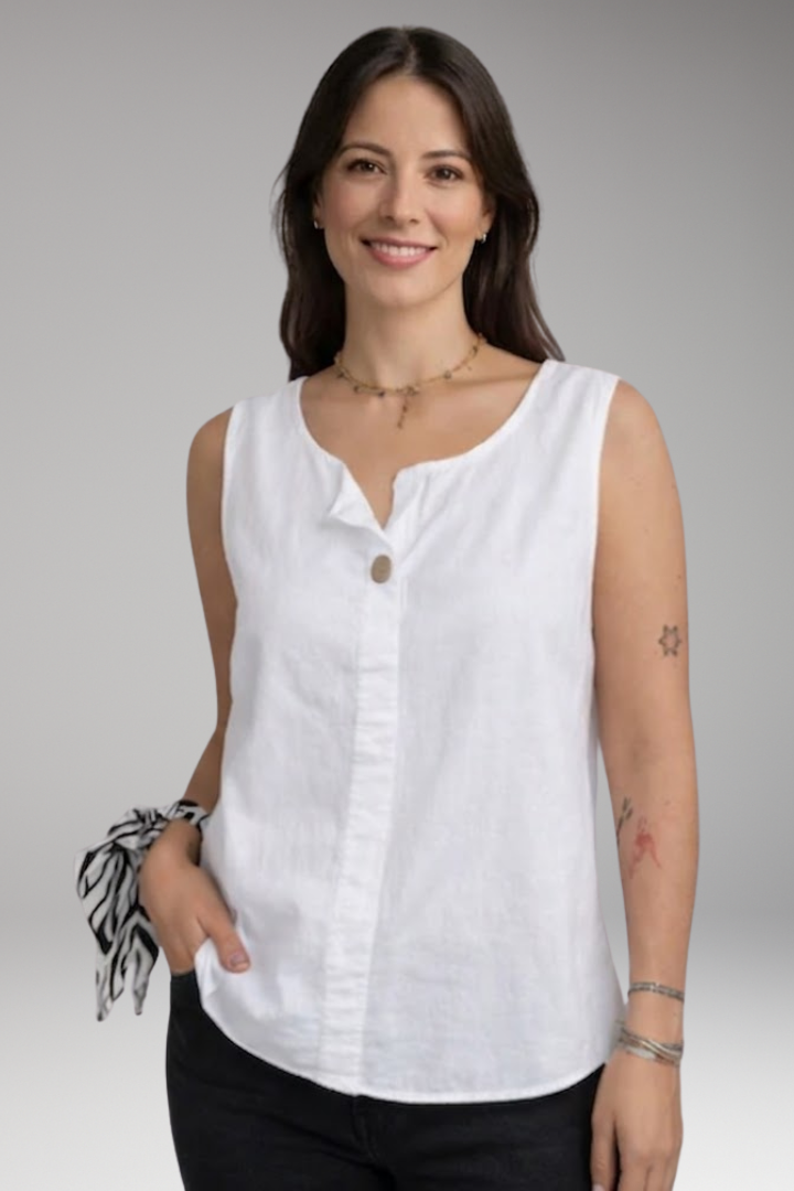 Women's Sleeveless Blouse with Round Neckline