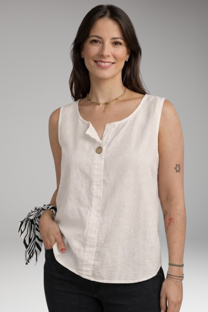 Women's Sleeveless Blouse with Round Neckline