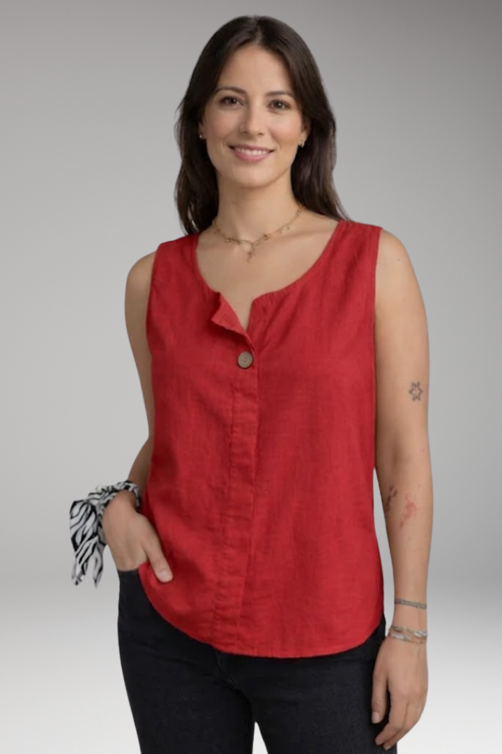 Women's Sleeveless Blouse with Round Neckline