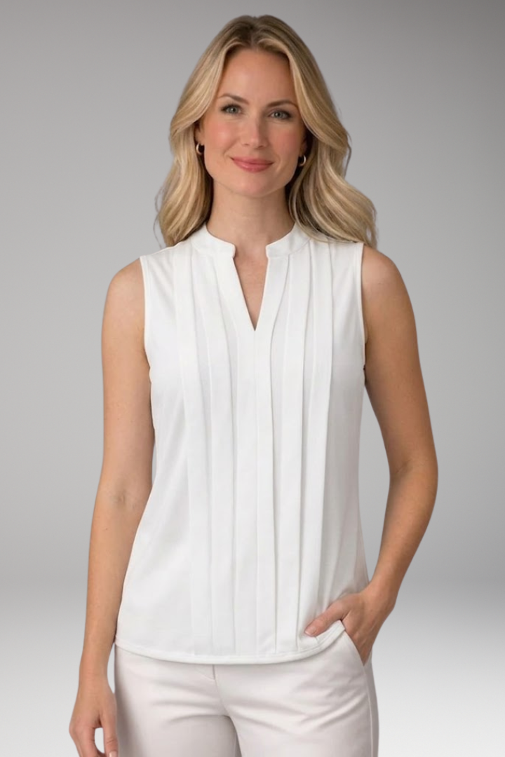 Women's Sleeveless Blouse with Split Neck