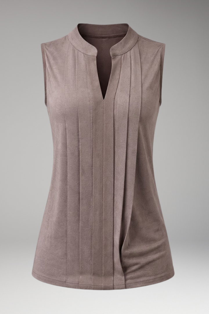 Women's Sleeveless Blouse with Split Neck