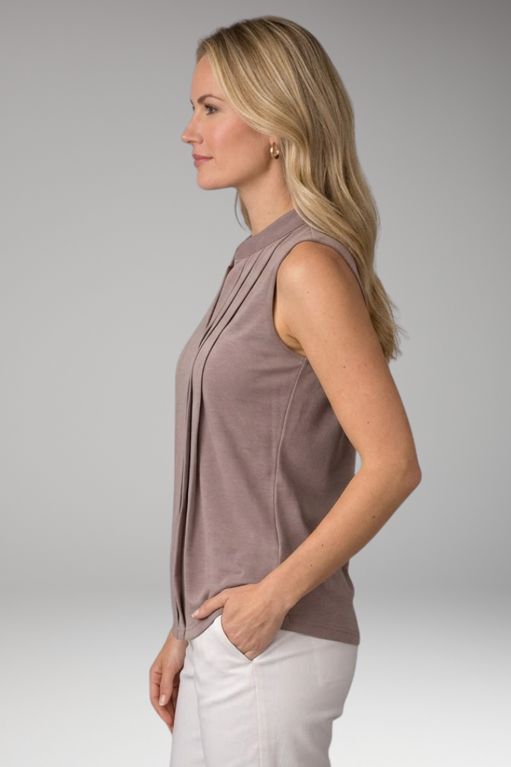 Women's Sleeveless Blouse with Split Neck
