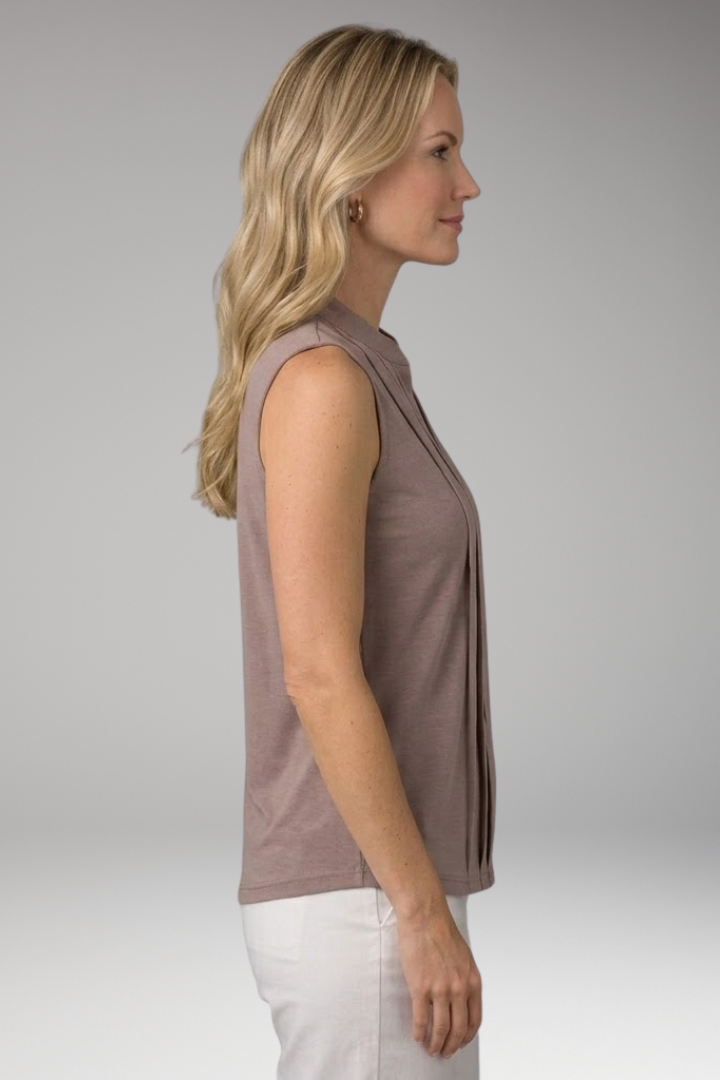 Women's Sleeveless Blouse with Split Neck