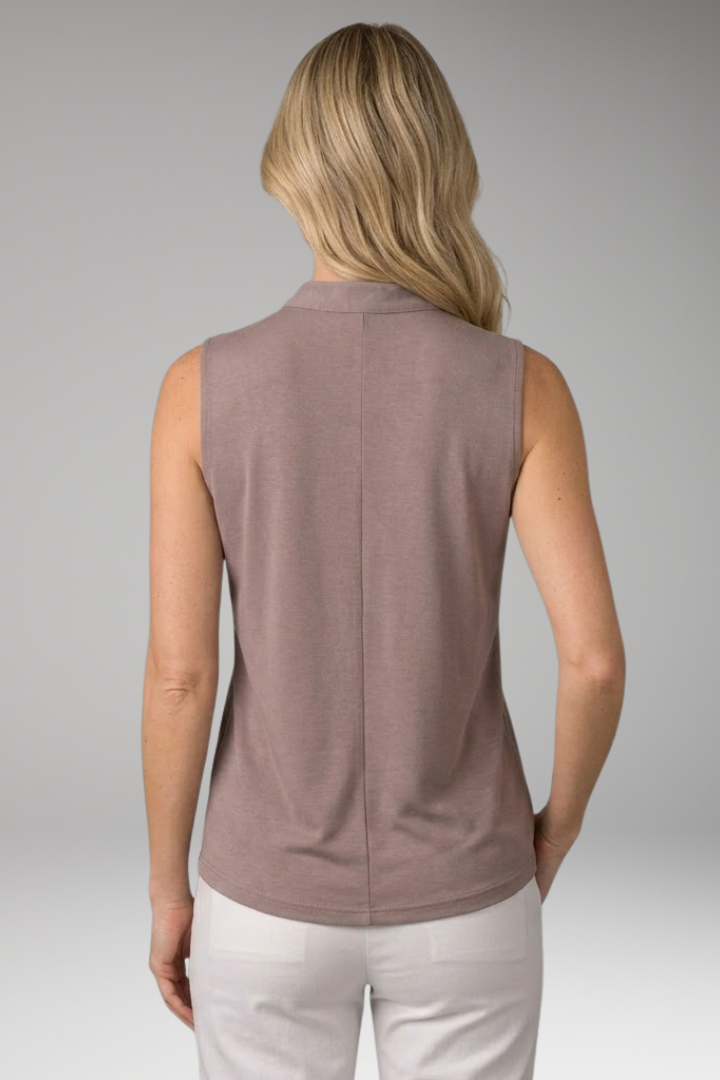 Women's Sleeveless Blouse with Split Neck