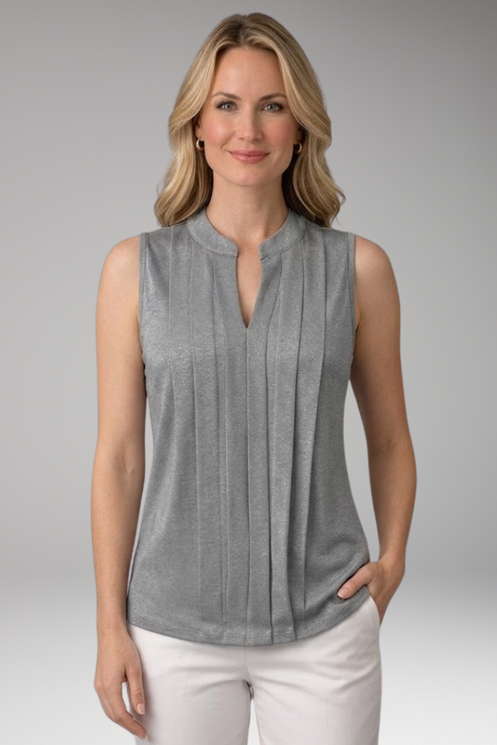 Women's Sleeveless Blouse with Split Neck