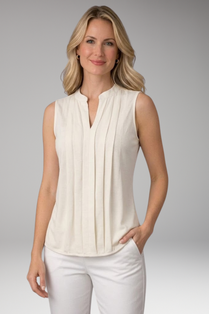 Women's Sleeveless Blouse with Split Neck